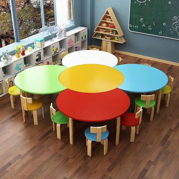 Wood Kindergarten Modular Table and Chair