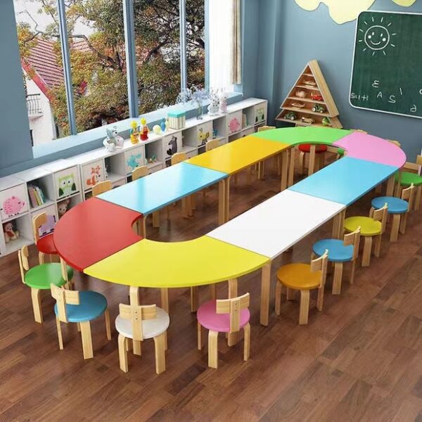 Wood Kindergarten Modular Table and Chair